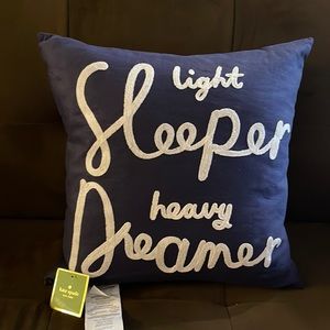 Kate Spade 'Light Sleeper Heavy Dreamer Pillow' Navy & White Decorative Pillow